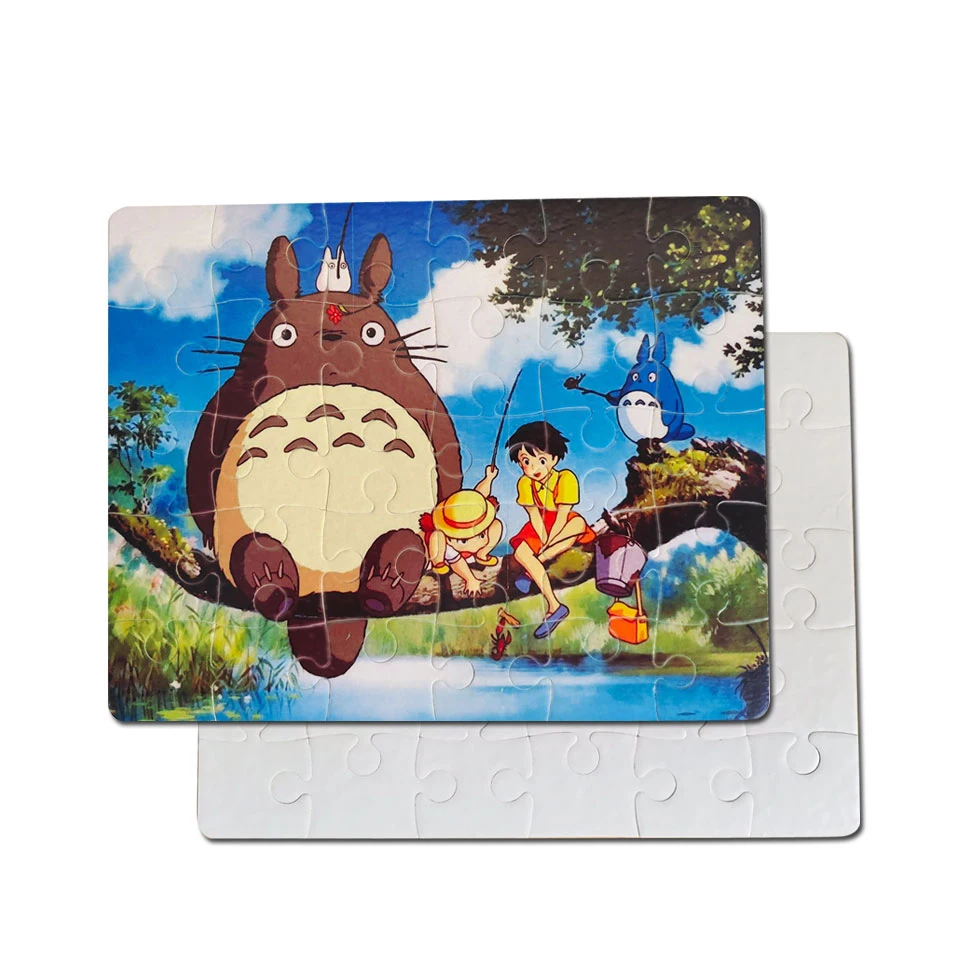 For Custom logo print 19x24cm 30 pieces Matte Glitter white paper jigsaw puzzle Sublimation blank