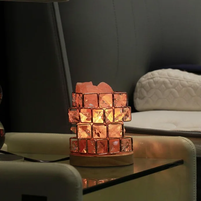 Crystal Nature Rose Salt Lamp Fragrance Refreshing Diffuser Stones Three Light Colors Aroma Home Decor Gift set