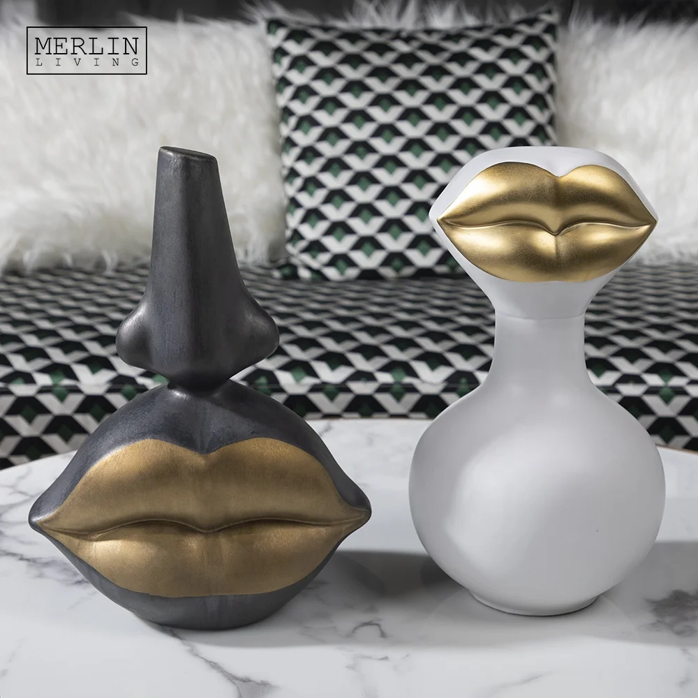 Merlin Золотые губы белые изящные модные предметы настольное украшение керамическое с роскошным домашним декором
