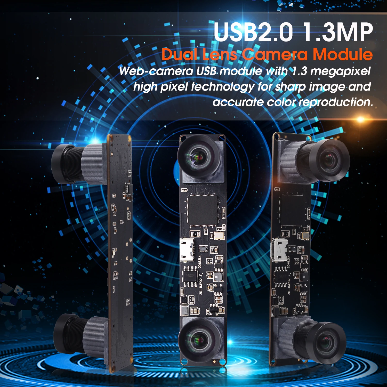 960P Synchronization Stereo Camera module MJPEG 60fps 2560X960 Dual lens CMOS OV9750 VR Camera Module for People Counting
