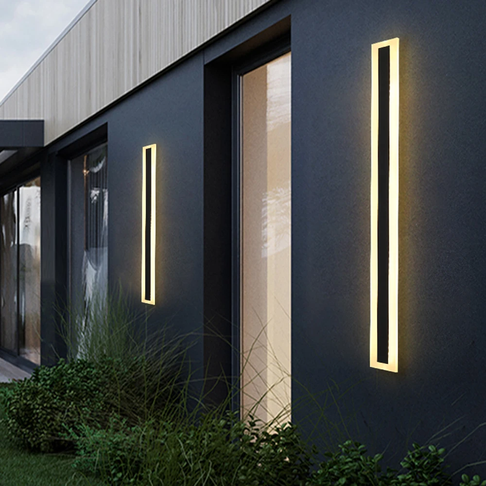 Black Long Strip LED Aisle Wall Lam Aluminum IP65 LED Linear Wall Lamp Porch Sconce Light Villa LED Wall Lights For Outdoor