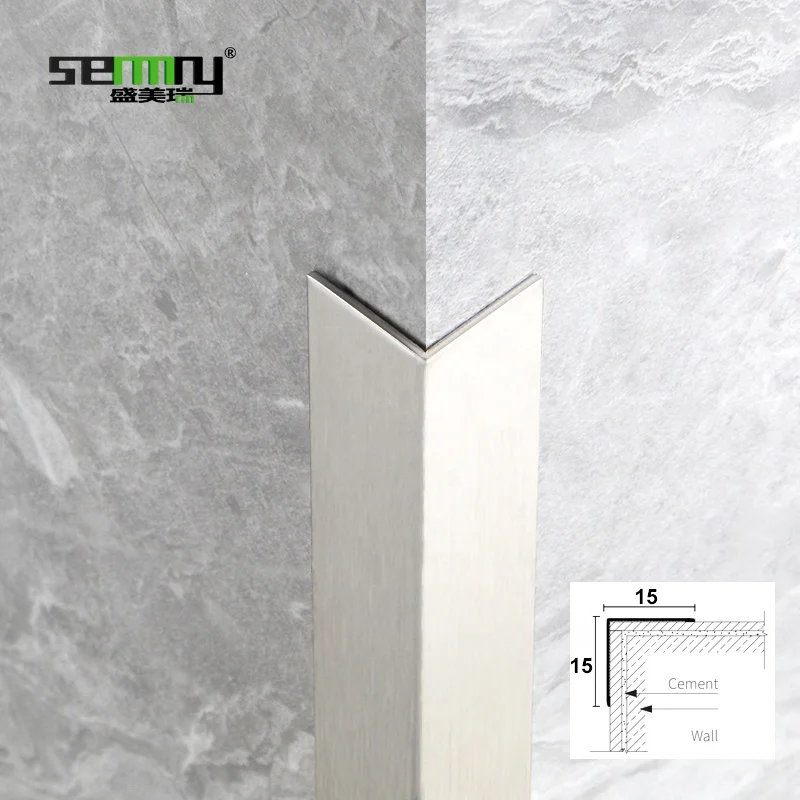 Stainless Steel Metal L Shape Edge trim Curved Corner For Outside l Shaped Tile Trim 304 Stainless ceramic tile edge trim