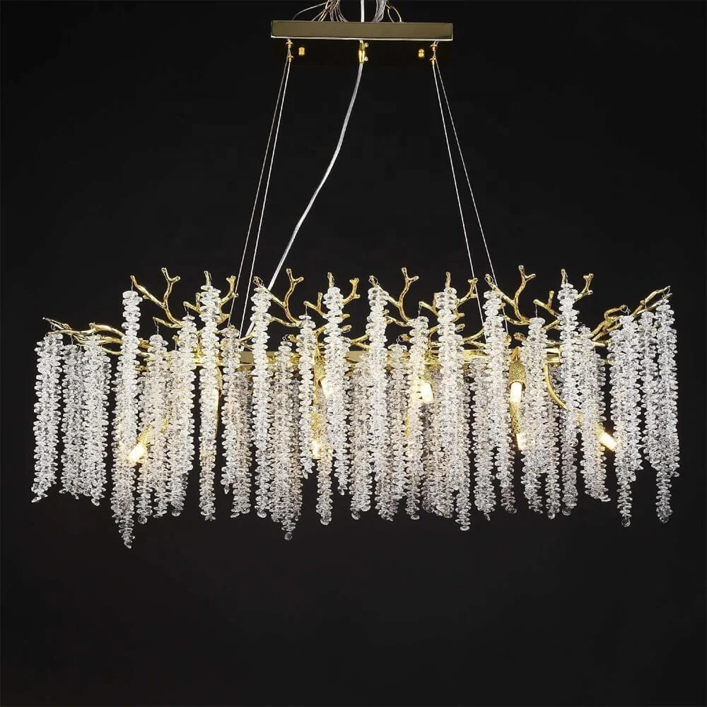 aluminum tree pendant light branch k9 crystal chandeliers for living room