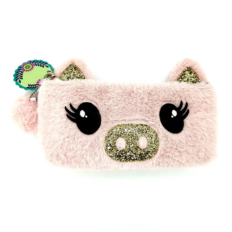 
Hot selling cute animal custom cartoon kids plush stationery bag for girls 