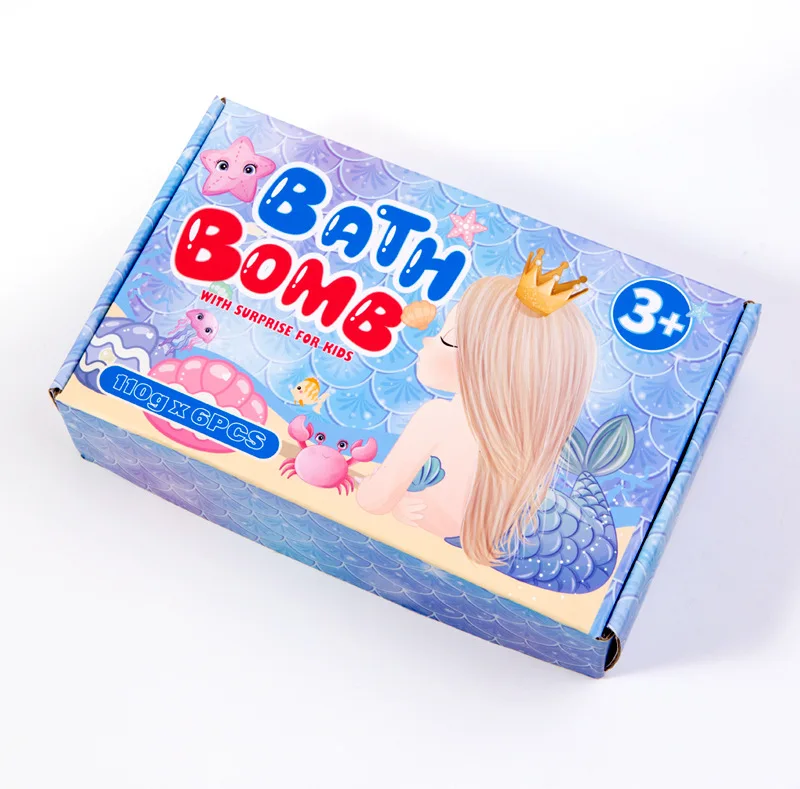 110G Luxury Body Care Trendy Products Child Friendly Unique Marine Shell Shaped Kids Ocean Shell Bath Bombs With Toys Inside