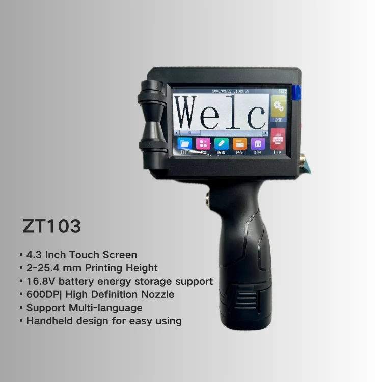 25.4mm Portable handheld thermal inkjet printer for printing date barcode serial number on plastic metal