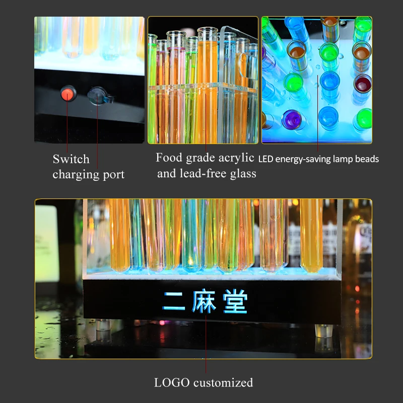 Bar nightclub supplies wine glass LED light-emitting cocktail holder test tube wine Cups rack decoration stand glorifier