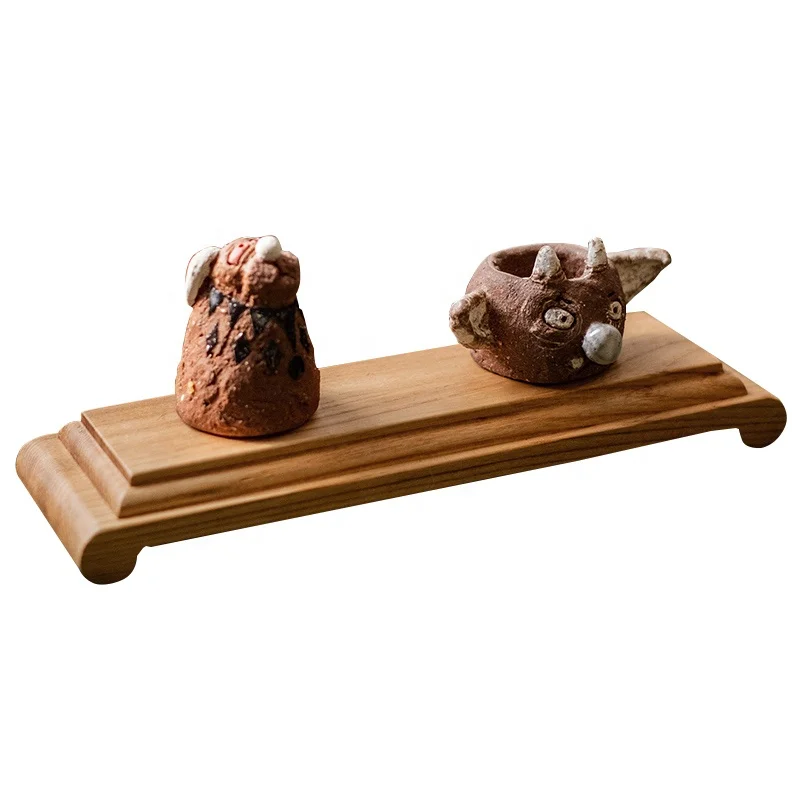 Solid wood ornaments base crafts vases rectangular bracket stone bonsai ornamental ornaments wooden trays