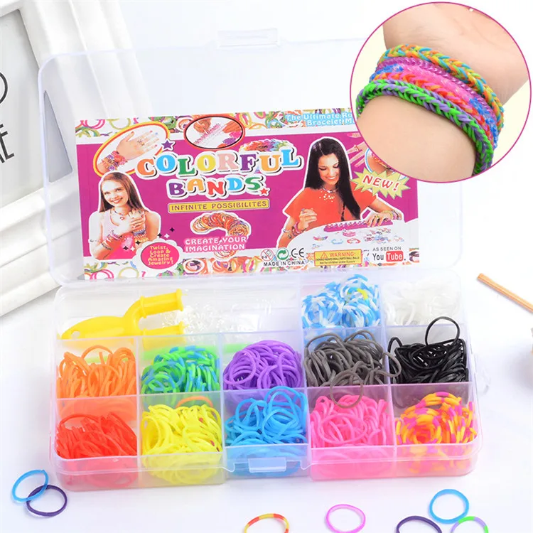Creative Kids Gift Hot DIY Rubber Bands Bracelet Kit Colorful Diy Jewelry Making Elastic Rubber Bands Kit