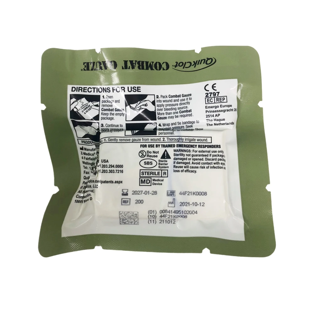 Customizable Kaolin Hemostatic Surgery Gauze Outdoor Emergency Rescue Cotton Absorbent Gauze Roll Hemostatic Gauze