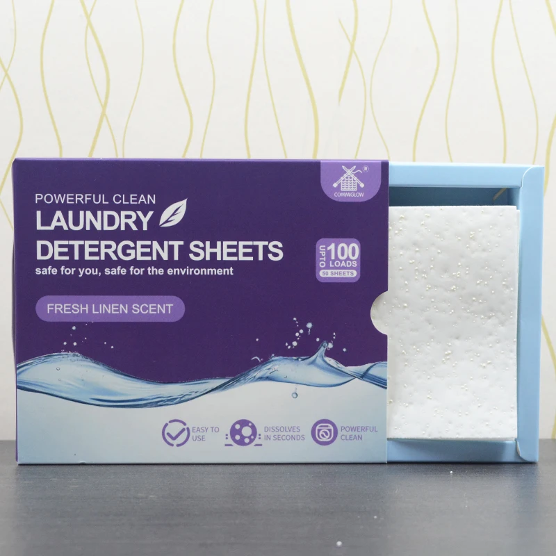 COMMIGLOW Personal Logo Disposable Long lasting Fragrance Household Laundry Detergent Enzyme Sheets Laundry Washing Papers