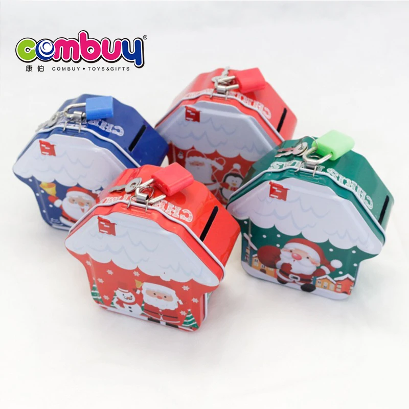 
Cheap christmas heart cion metal tin piggy bank for kids gift 