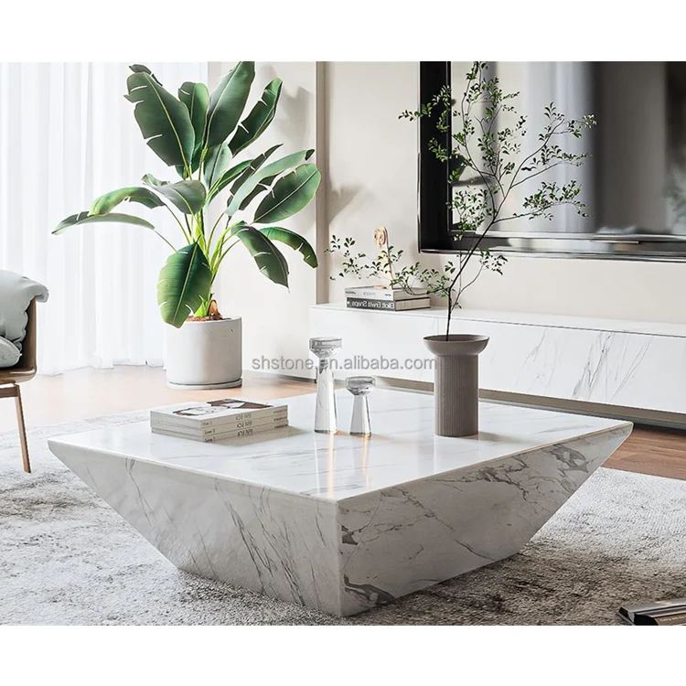 Журнальный столик из белого мрамора под заказ