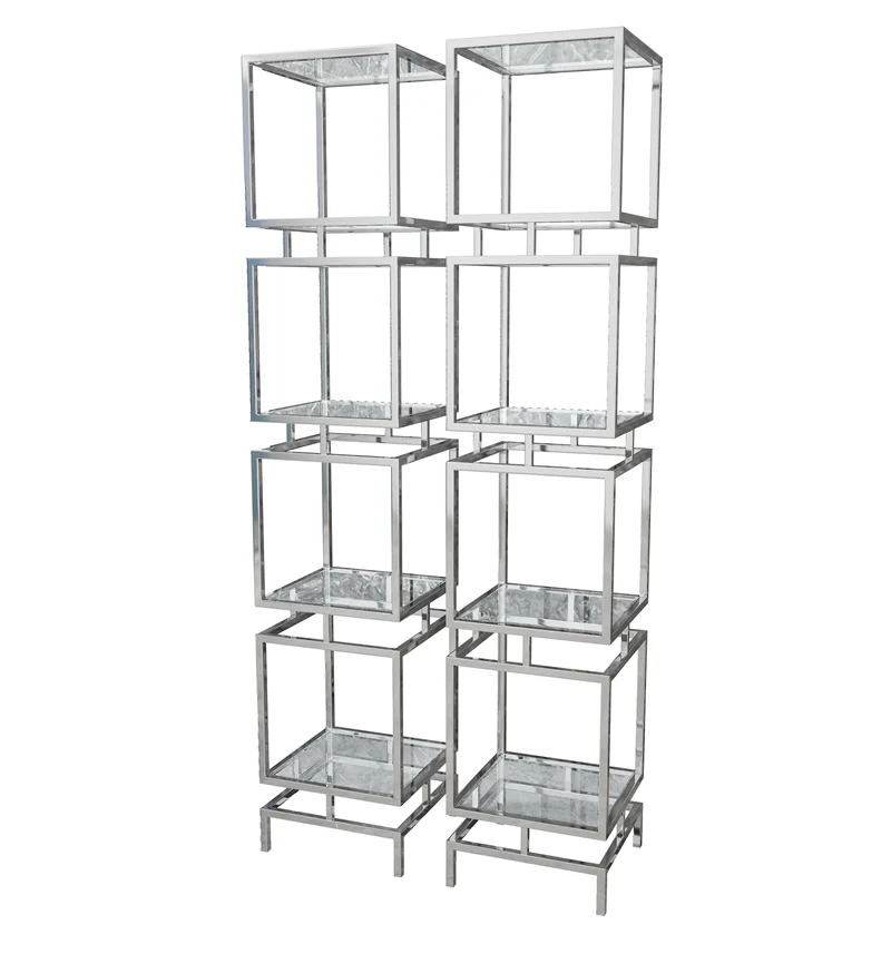 stainless steel bookshelf American light luxury multifunctional storage modern minimalist bookshelf golden storage shelf