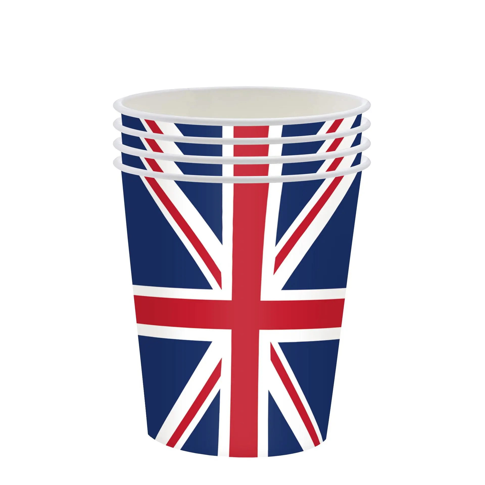 114pcs Union Jack Theme Disposable Paper Cup Paper Plate Tablecloth Paper Towels Birthday Flag Party Cutlery Set