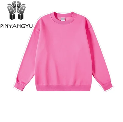 Factory custom hoodies new Winter Plain color sweater crew neck 345 gsm sweatshirt 345gsm pull over hoodie fleece cotton