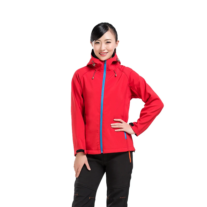 
Customized OEM wholesale price hiking camping water repellent unisex hooded softshell warm fleece jacket with custom logo 