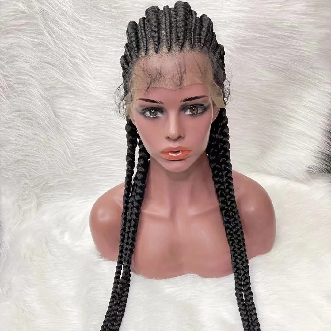 Factory Direct Sale Women Braided Winter Hat Human Hair Full Lace Black Man Cornrows Box And Synthetic Braid Wig