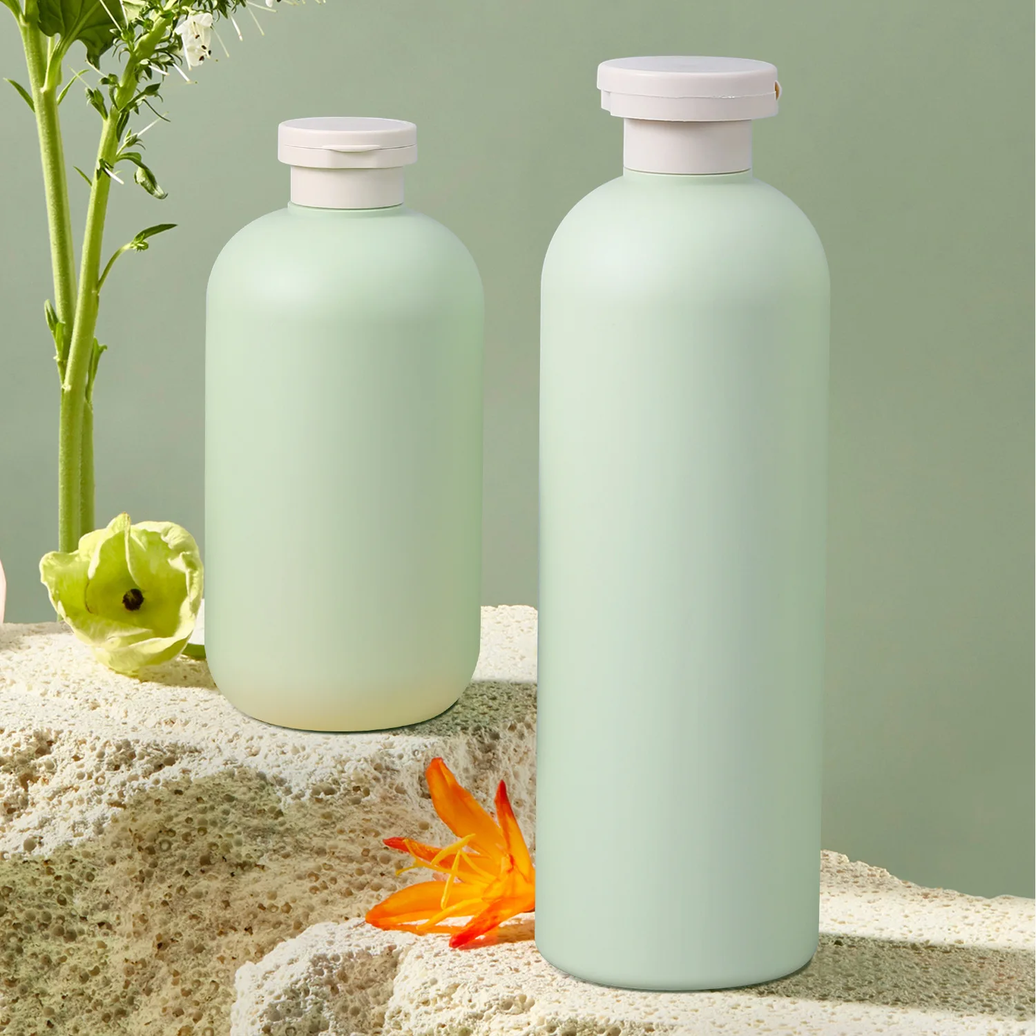 300ml 500ml PDPE Round Empty Plastic Pump Dispenser Bottles Cosmetic Packaging With Lids/Caps for Shampoo Lotion Body Wash