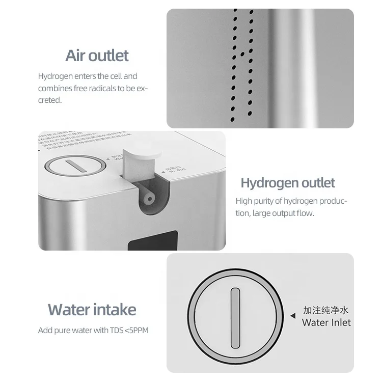 Household 120ml/min healthy gas inhaler rich H2 oxygen pem electrolyzer hydrogen generator