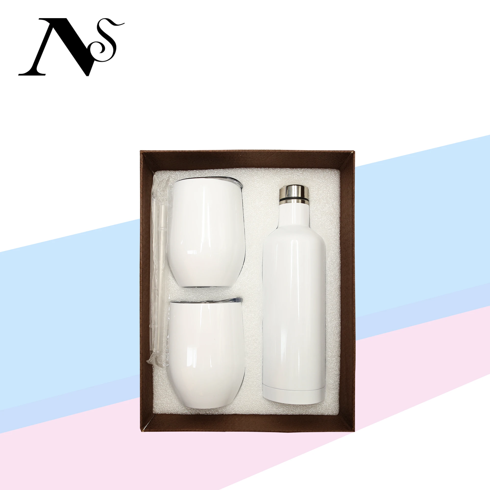 500ml 750ml white sublimation blanks insulated wine bottles sublimation cup wine tumbler gift set