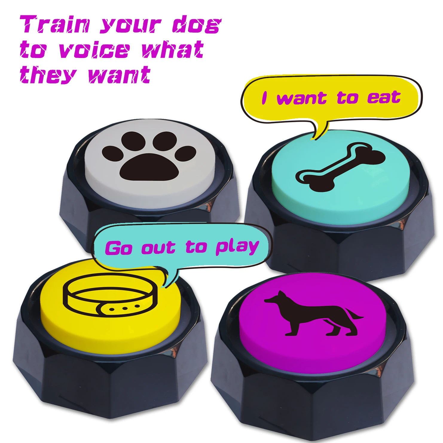RIBOSY Programable Sound Button, Recordable Buttons for Dogs - Dog Buttons for Communication Board,Pet Train Interactive Toys