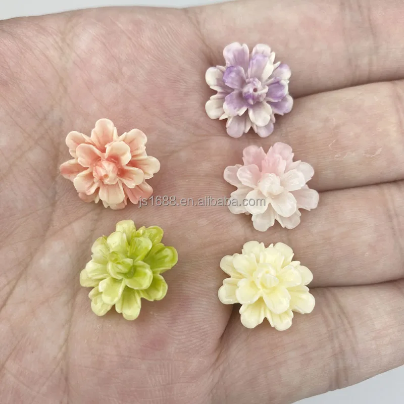 DIY Gradient color flower shape shell powder resin beads for jewelry making flowers beads earring ring loose beads wholesale