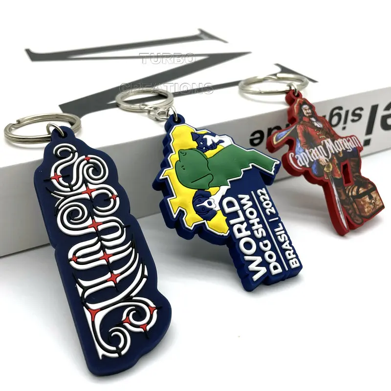 Business Advertisement Silicone Rubber Key Chains Soft Pvc Key Rings Customised Anime Personalized Branded Key Rings with Logo