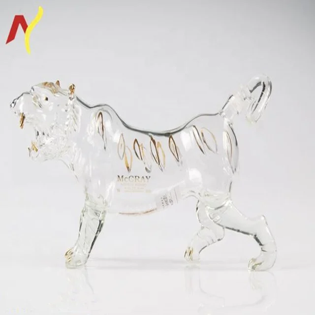 Custom Design Zodiac tiger Shape Glass Bottle Made For Brandy, Bourbon, Whiskey, Rum, Tequila