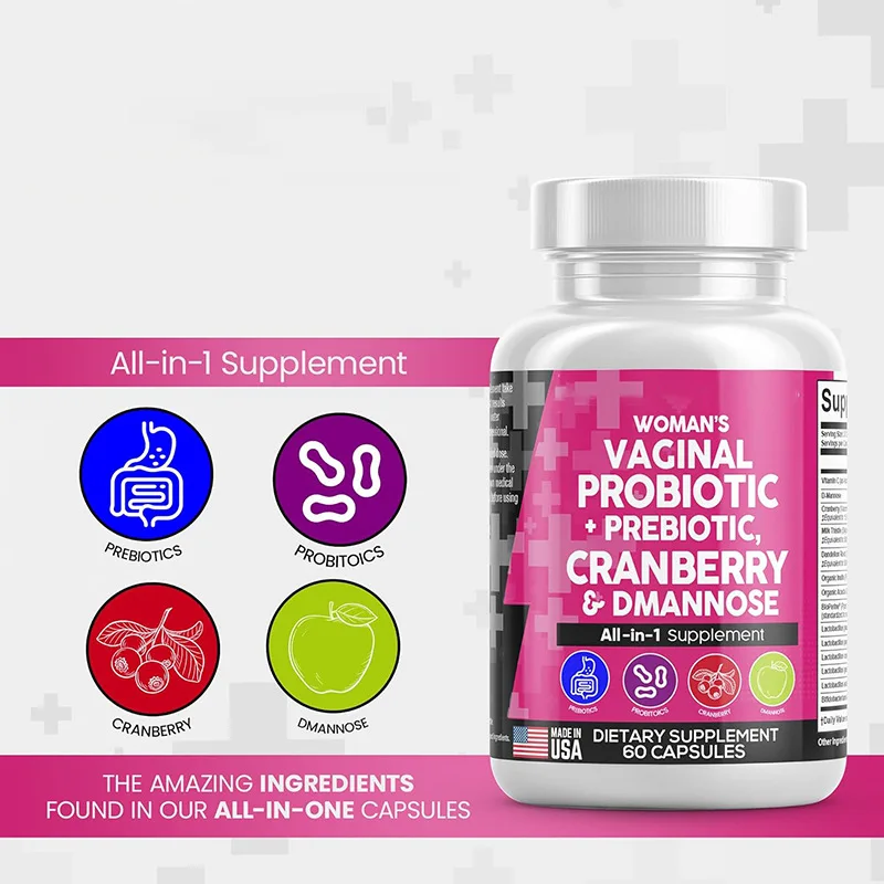Premium Quality Oem Health Care Products Probiotic Capsule With  Vitamins/ D-Mannose/ Cranberries For Ladies