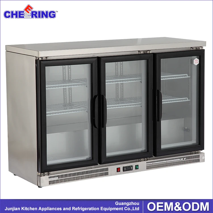 210L Factory Brand Wooden Case Home Beverage Beer Commercial Display Fridge With Glass Door