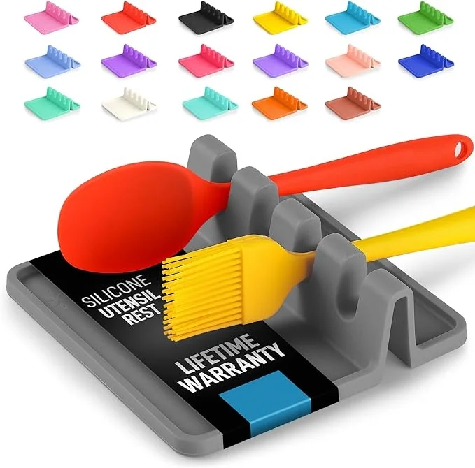 Hot sales  Silicone Utensil Rest with Drip Pad for Multiple Utensils, Heat-Resistant, BPA-Free Spoon Rest & Spoon Holder