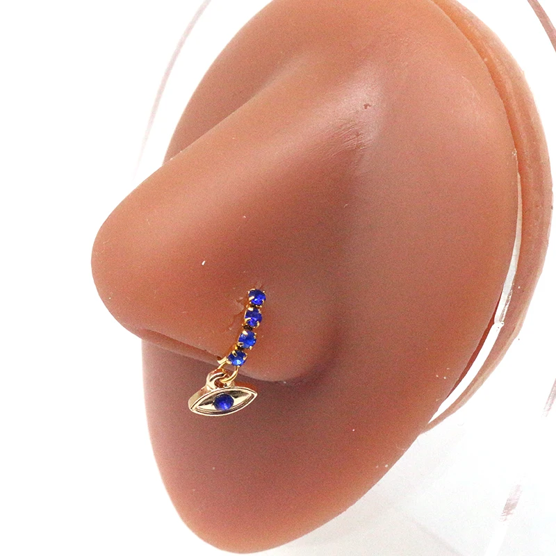 Gaby new arrive stainless steel nose rings cross bling nose piercing blue stainless steel nose hoop  piercing jewelry