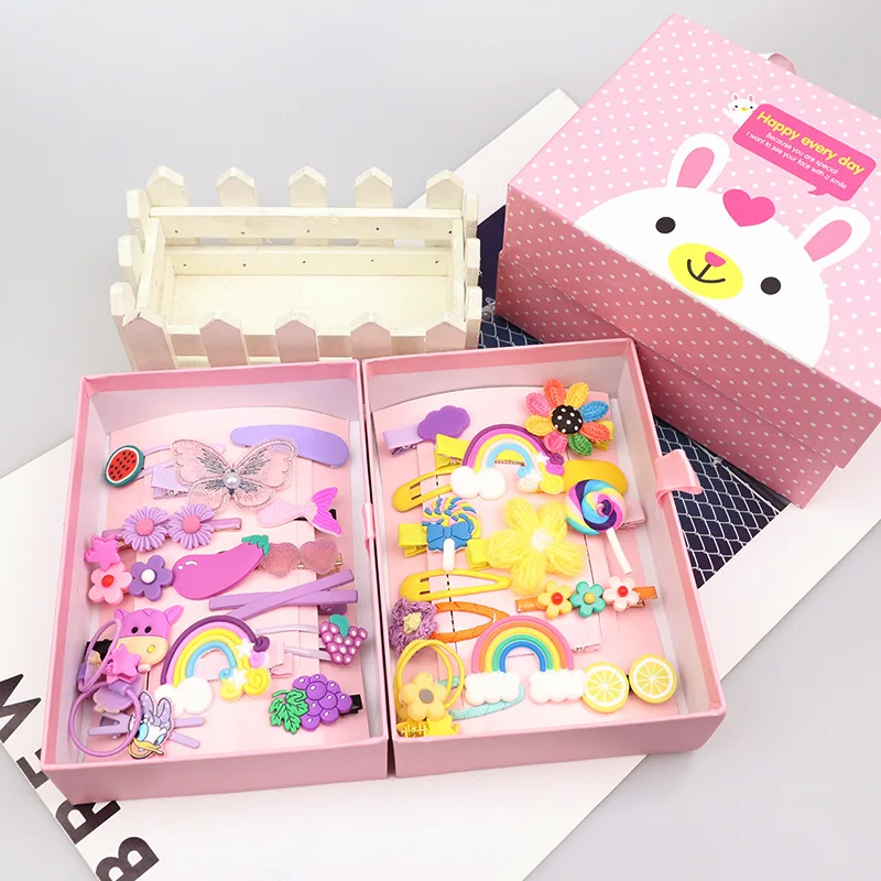 New style girl accessories kids lovely hair clips and hair ties gift box fashion Kids hair  Accessories Set