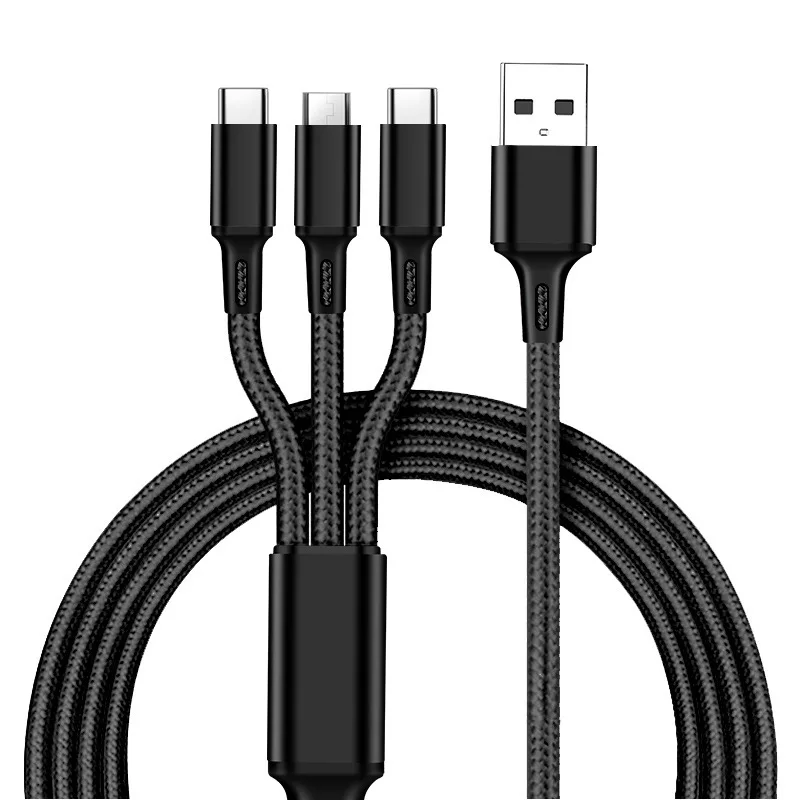 Nylon Braided One-to-three Charging Cable 1.2 Meters