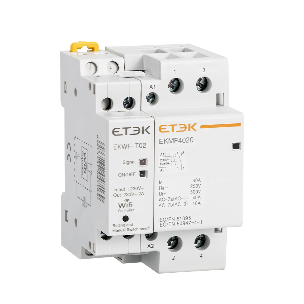 ETEK Bluetooth connection modular contactor AC 220v 2 pole Control by TUYA APP wifi magnetic 2P 40A smart electric contactors