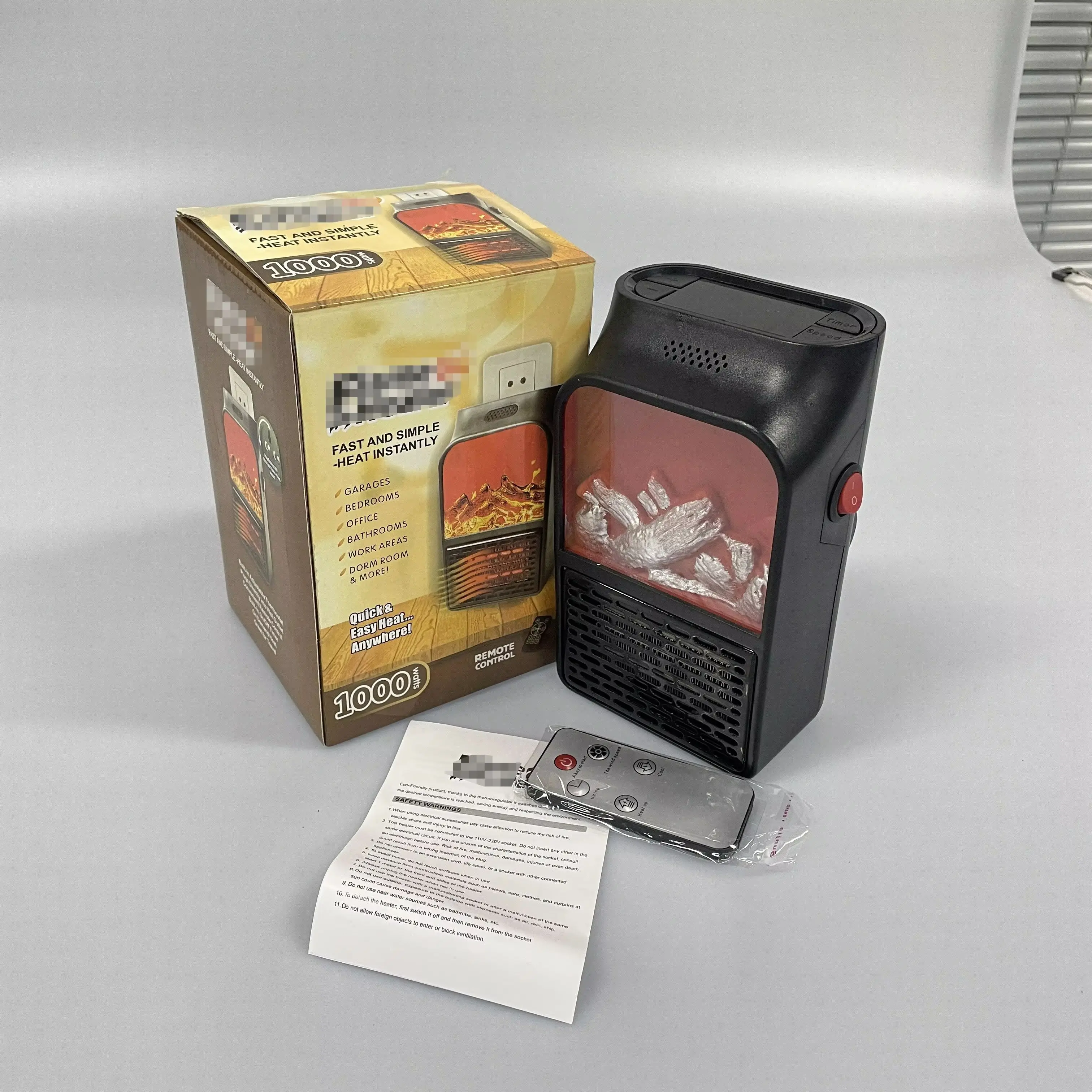 400W Portable Electric Space Heater with Remote Control Quiet Safe Room Heater for Bedroom Personal Mini Heater