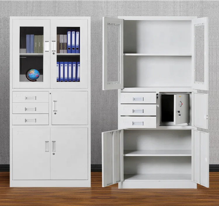 Light grey filing cabinet with 3 drawers super capacity modern iron cupboard
