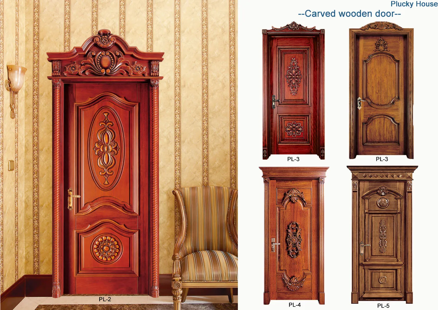 Factory sale high quality interior solid teak wood door for room