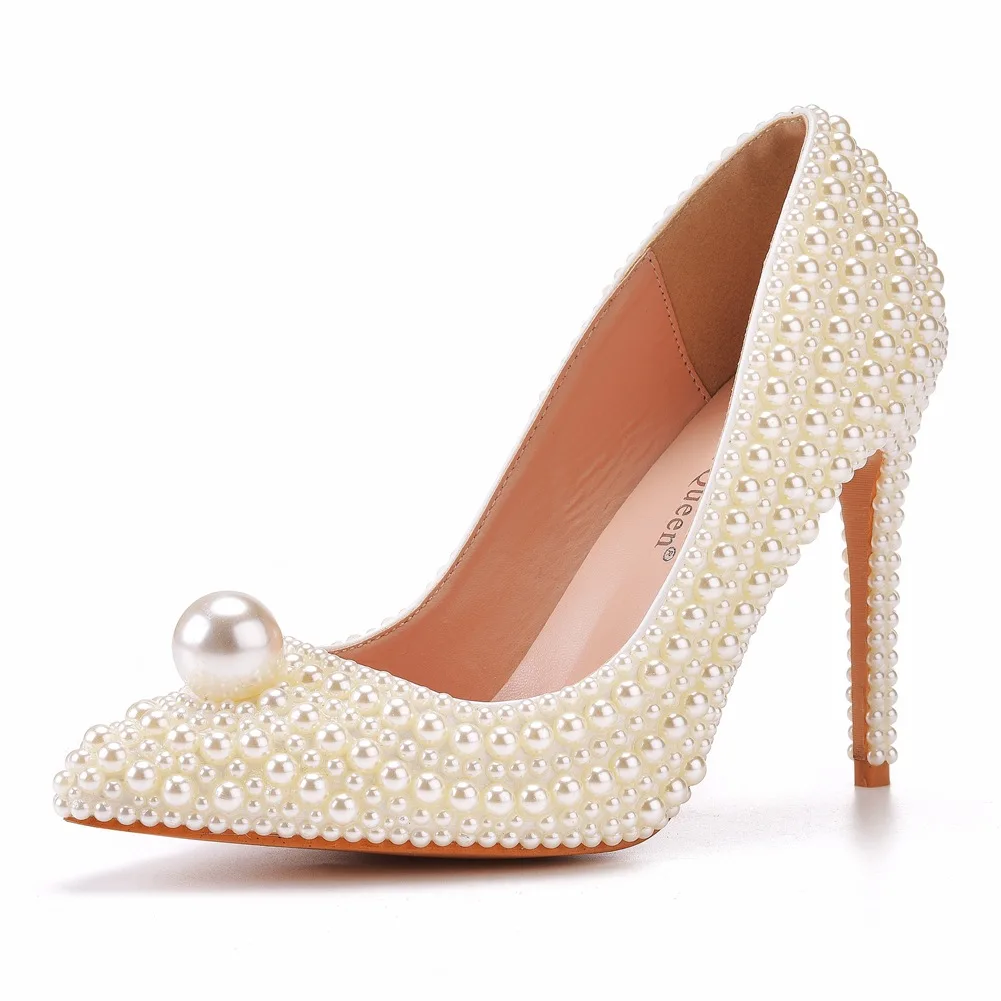 Foreign trade large size women  pearl wedding shoes bridal shoes dinner women shoes