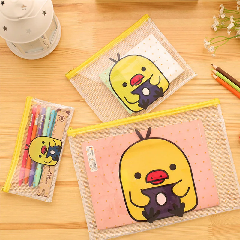 
Durable Waterproof Cute Pvc Mesh Zipper Document Bag 