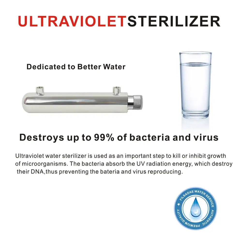 High Quality! 5-Stage Ultraviolet UV Sterilizer Drinking Water Filtration System for RV, Car, Outdoor, Garage, Household etc.