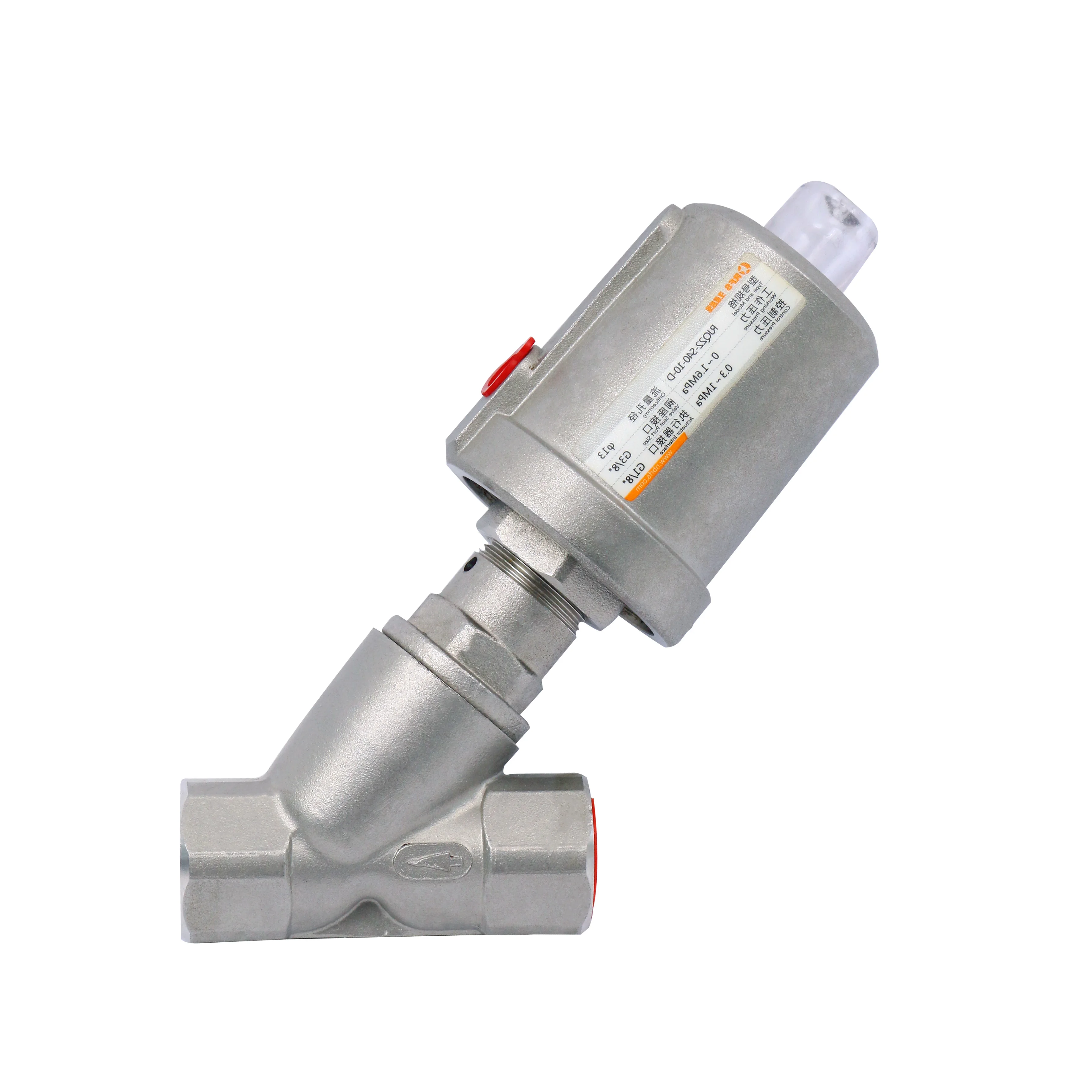 Custom Double Acting Air Water Steam Pneumatic Air Control Angle Seat Valve High Temperature Stainless Steel Angle Seat Valve