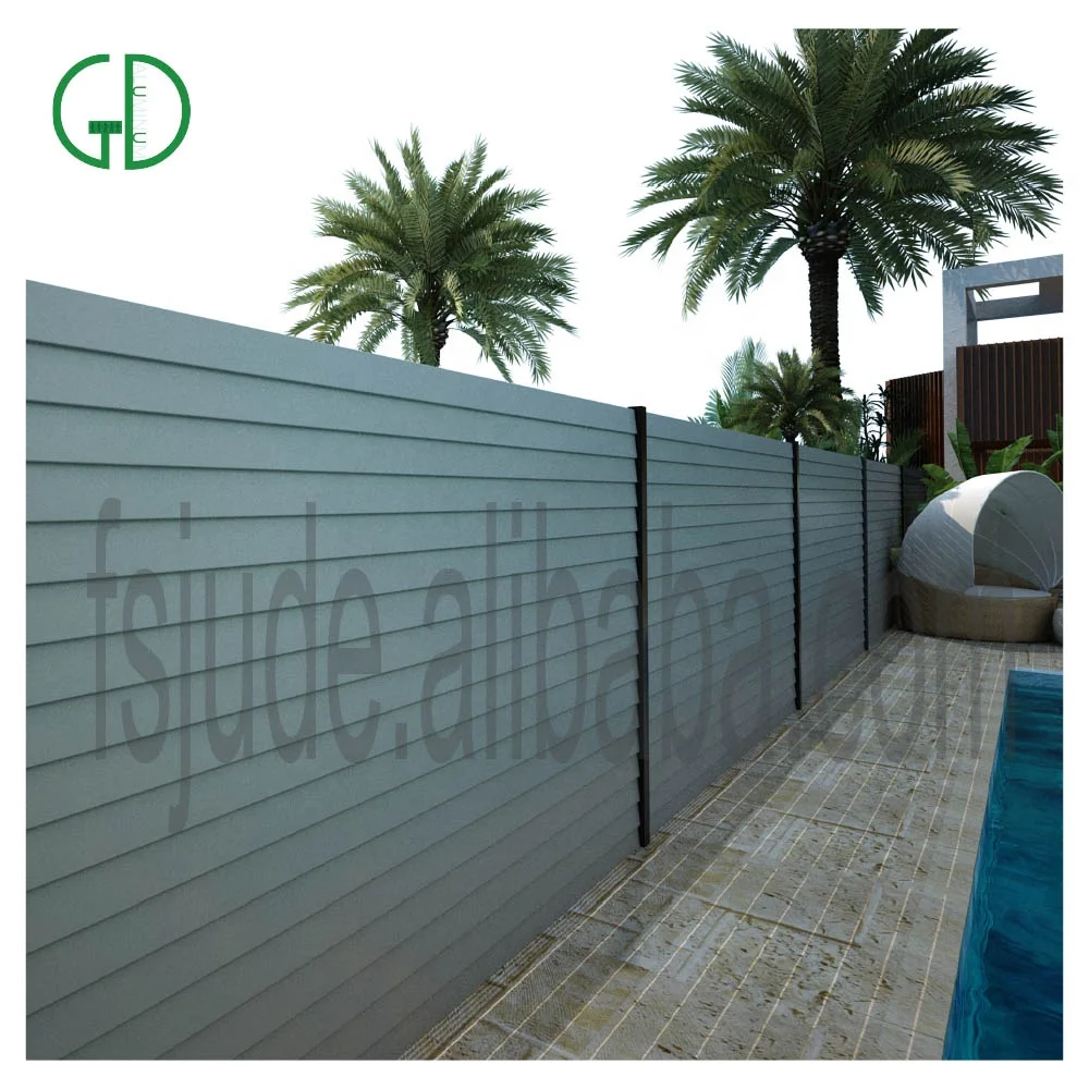 GD aluminum fence for swimming pool laser cut outdoor horizontal slat wall aluminium fencing metal privacy fence panels