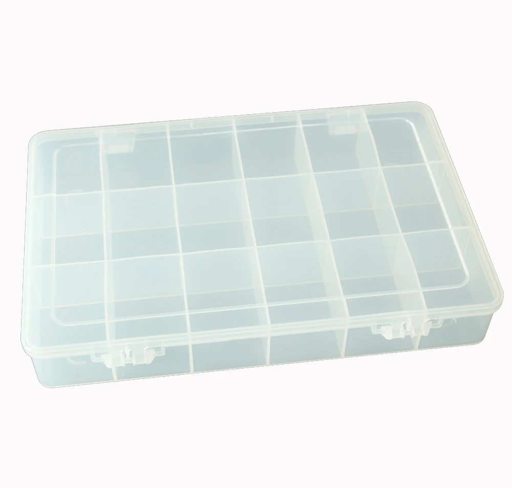 SPC107 21*12.8*3.4cm Chinese Grids Transparent Plastic Storage Box Bead Pills Organizer Tool Box