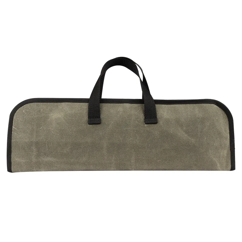Custom Potable Kitchen Knife Storage Bag Chef Knife Roll Organizer Heavy Duty bbq Waxing Canvas Handheld chef Knife Roll Bag