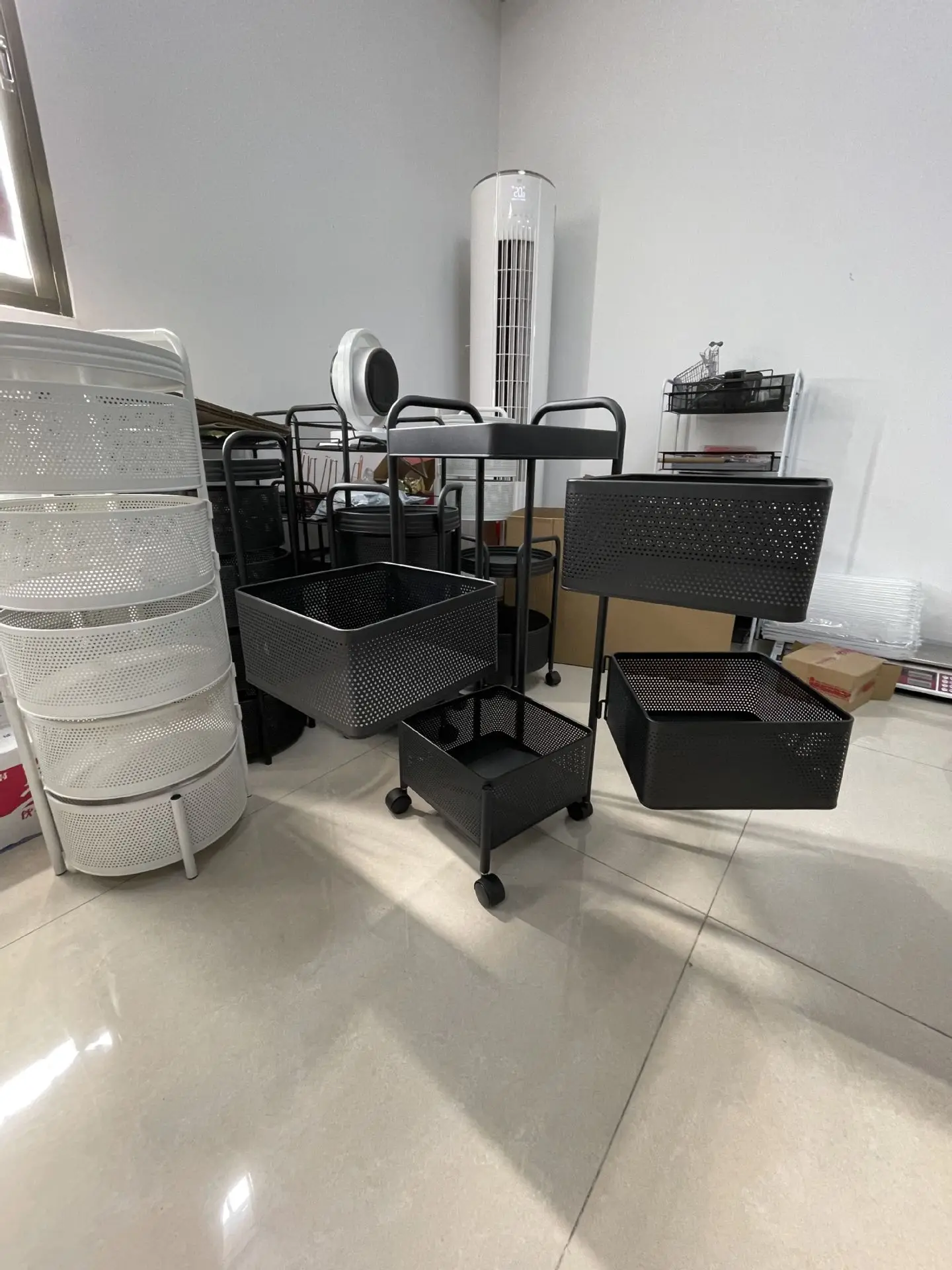 Wholesale Rotating Carbon Steel Metal Shelf Floor Multi-Layer Fruit and Vegetable Storage Rack For Kitchen Living Room Bathroom
