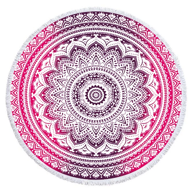 Round Beach Towel Tesalate Boho Style Sand Free Beach Towel Custom Mandala Pattern Microfiber Customized Outdoor Towel