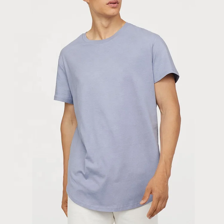 Wholesale Blank Pima Cotton T-shirts Custom Logo Scoop Bottom Hem T-shirt