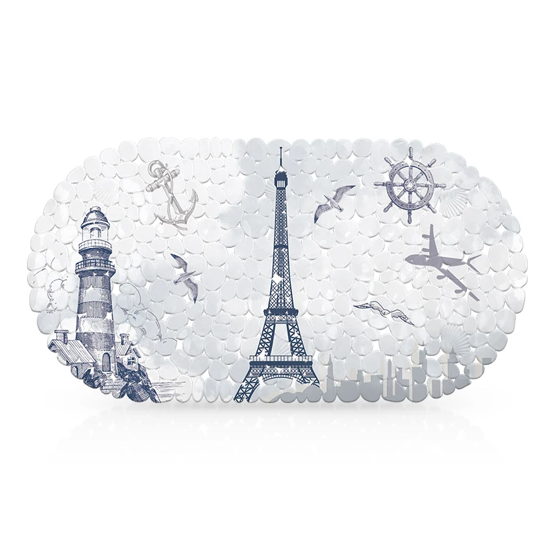Nordic Style Bathroom Mats Plastic Anti-slip Bathtub Mat Printed Shower Bath Mat With Suction Cup